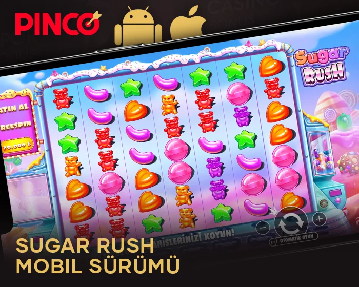 Sugar Rush oyununu gerçek parayla oynamak için Pinko mobil uygulaması
