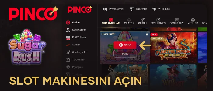 Türk Pinco Casino'da Sugar Rush slotunu açın